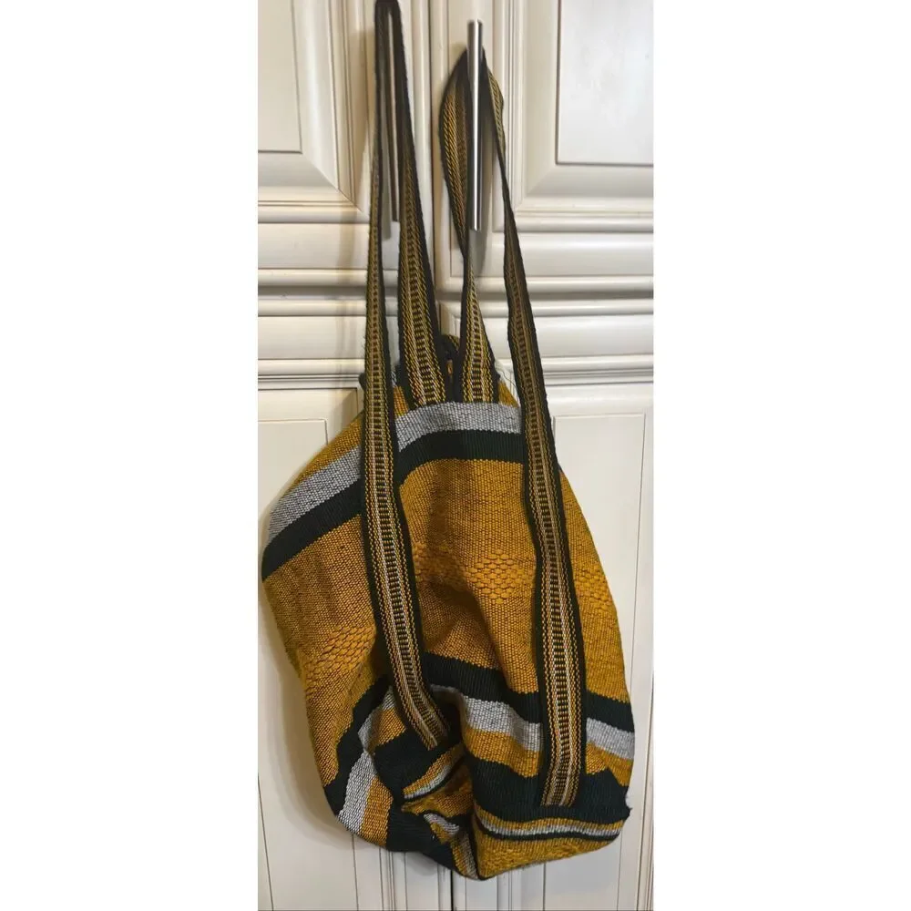Unisex Large Yellow Black Striped Green Bay Packers NFL Woven Baja Backpack Bag